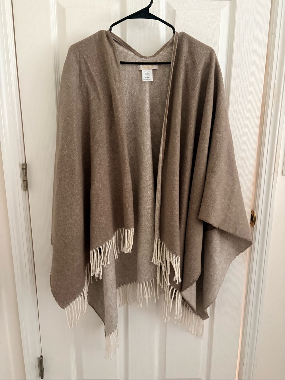 Beige Taupe Fringe Shawl Wrap